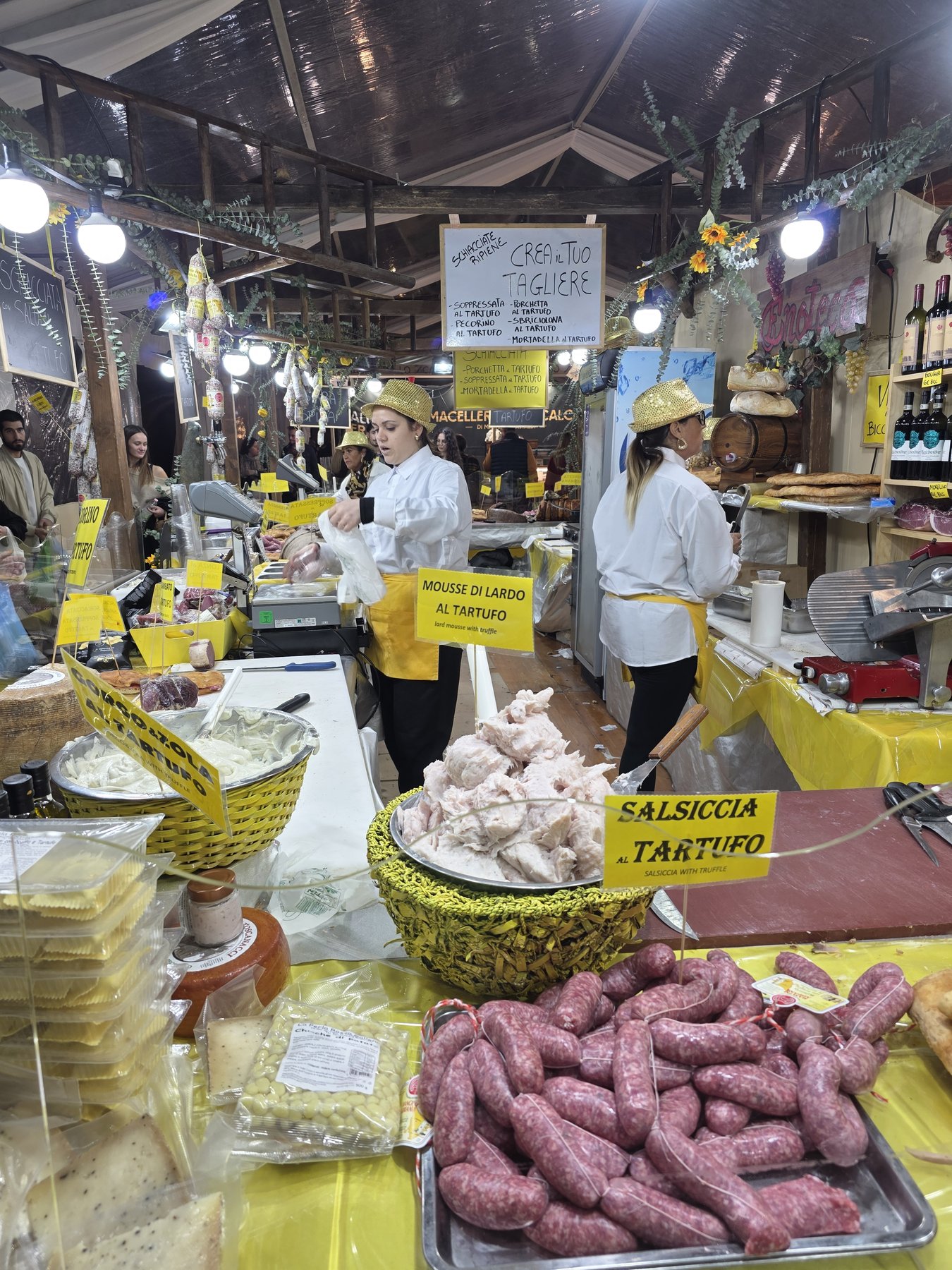 A Tuscan truffle stand — salsiccia and mousse al tartufo