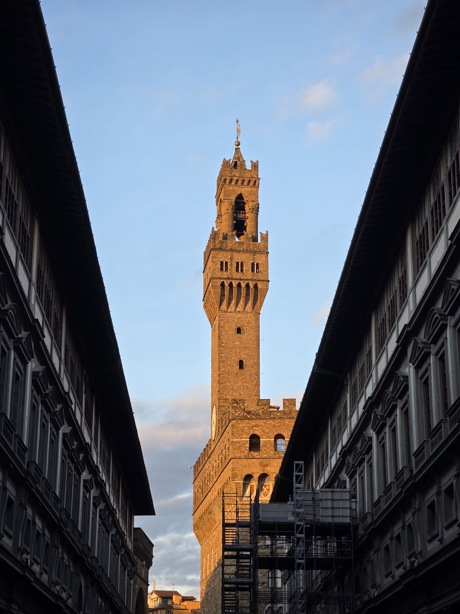 The Palazzo Vecchio in Florence at golden hour