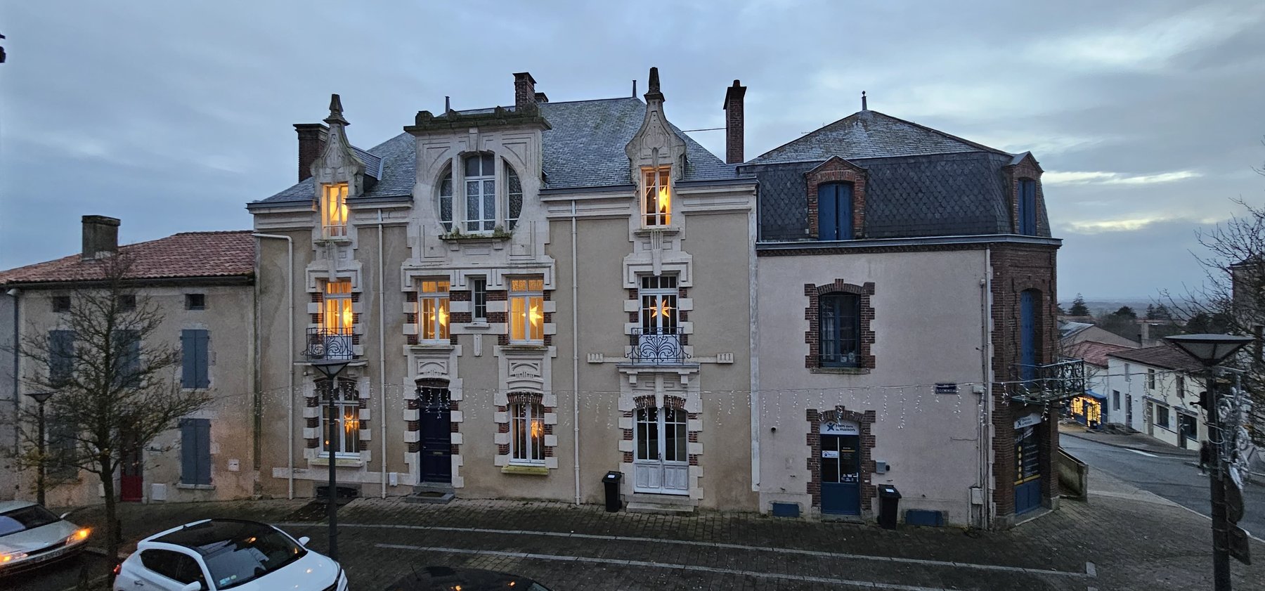 Our home in Pouzauges at dusk